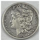 1897-S Morgan Silver Dollar, US $1 Coin, 90%