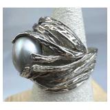 925 Silver A.S. Israel Artisan Nested Pearl Branch