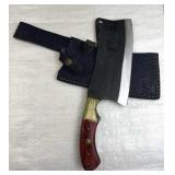 Handmade Steel Fixed Blade Cleaver Knife w/ Sheath