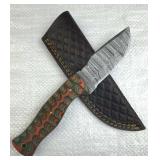 Damascus Steel Fixed Blade Knife w/ Sheath