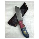 Damascus Steel Fixed Blade Knife w/ Sheath