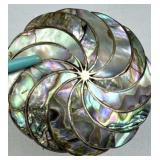 925 Silver Vtg Mexico Abalone Pinwheel Brooch/Pend