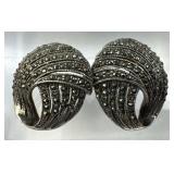 925 Silver Vintage Marcasite Swirl Post Earrings