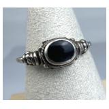 925 Silver Petite Black Tourmaline Ring