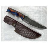 Damascus Steel Fixed Blade Knife w/ Sheath