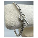 925 Silver Italy Spiga Chain Toggle Bracelet
