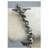 925 Silver Heavy Vtg Rolo Chain Toggle Bracelet