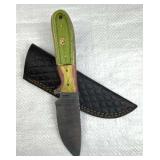 Damascus Steel Fixed Blade Knife w/ Sheath