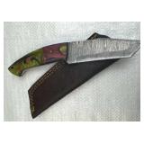 Damascus Steel Fixed Blade Knife w/ Sheath