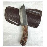 Damascus Steel Fixed Blade Knife w/ Sheath