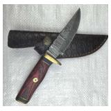 Damascus Steel Fixed Blade Knife w/ Sheath