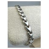 925 Silver Italy Puffy Heart Link Bracelet