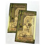 (2) Nevada 1 Goldback 1/1000th Oz Gold Each