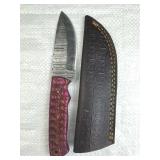 Damascus Steel Fixed Blade Knife w/ Sheath