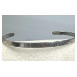 925 Silver "Love Believe Dream" Engraved Cuff