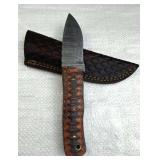 Damascus Steel Fixed Blade Knife w/ Sheath