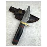 Damascus Steel Fixed Blade Knife w/ Sheath