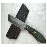 Damascus Steel Fixed Blade Knife w/ Sheath