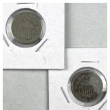 (2) Cull Shield Nickels, US 5c Coin Partial Dates