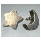 925 Silver Mexico Crescent Moon & Star Post Earrin