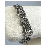 925 Silver Marcasite Swirls Link Bracelet
