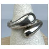 925 Sterling Silver Domed Bypass Ring