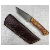 Damascus Steel Fixed Blade Knife w/ Sheath