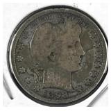 1898 Barber Silver Quarter, US 90%