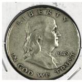 1949 Franklin Silver Half Dollar, US 90%