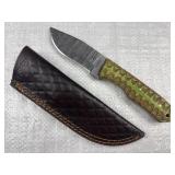Damascus Steel Fixed Blade Knife w/ Sheath