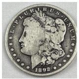 1892-O Morgan Silver Dollar, Better Date, 90%
