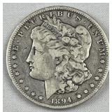 1894-O Morgan Silver Dollar, Semi-Key Date, 90%