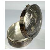 925 Silver Vintage Petite Etched Trinket Box