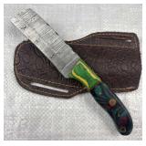 Damascus Steel Fixed Blade Knife w/ Sheath