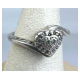925 Silver Genuine Diamond Heart Ring