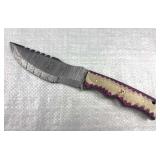 Damascus Steel Fixed Blade Knife w/ Sheath