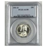 1951-D Silver Washington Quarter, PCGS AU58
