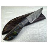 Damascus Steel Fixed Blade Knife w/ Sheath