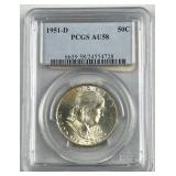 1951-D Silver Franklin Half Dollar, PCGS AU58