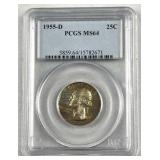 1955-D Silver Washington Quarter, PCGS MS64