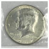 1967 JFK 40% Silver Half Dollar, US 50c Coin
