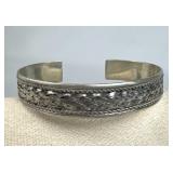 925 Silver Basket Weave Cuff Bracelet