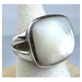 925 Silver Rectangular Mother of Pearl Ring