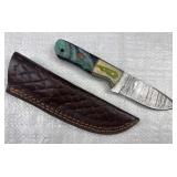 Damascus Steel Fixed Blade Knife w/ Sheath