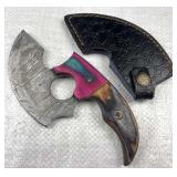 Damascus Steel Fixed Blade Hatchet w/ Sheath