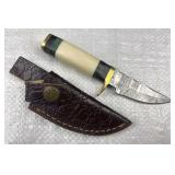 Damascus Steel Fixed Blade Knife w/ Sheath