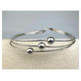 925 Silver Triple Strand Triple Bead Bracelet