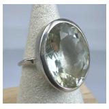 925 Silver Large Oval Aquamarine Ring