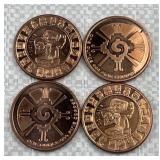 (4) 1oz Copper Aztec Rounds in Tube