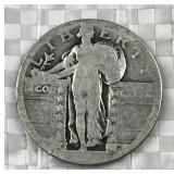 Silver Standing Liberty Quarter, US 90%, No Date